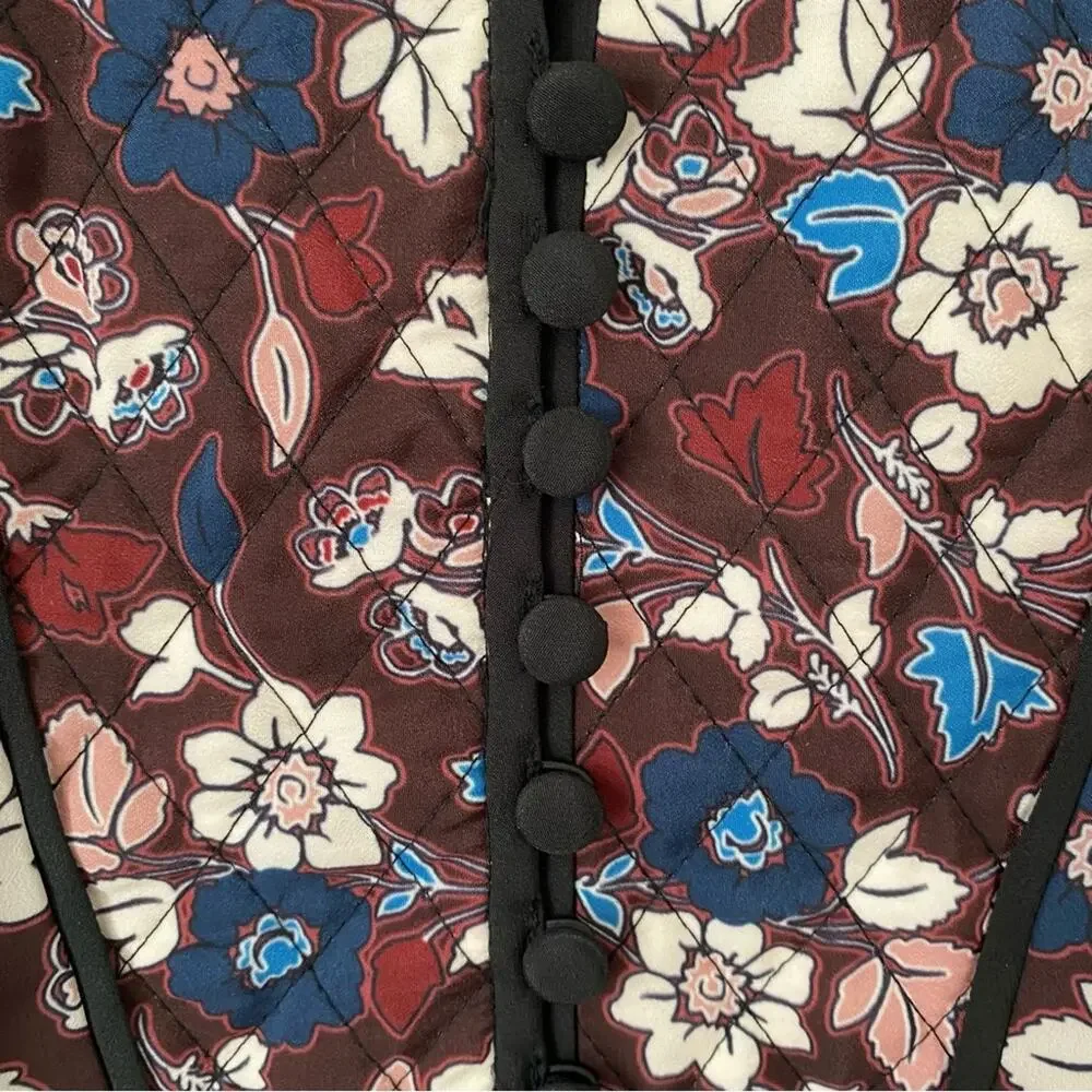 Kate Spade Patchwork Rosetta Dress size 6 Deep Russet Blue and silver studs